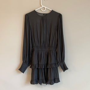 Charcoal grey layered ruffle dress